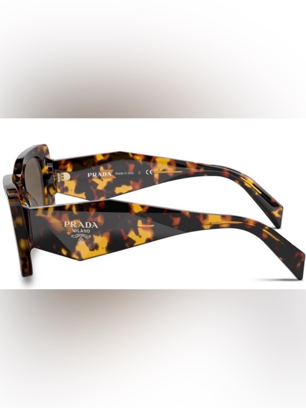 PRADA Sunglasses Honey Havana Tortoise Large Geometric Symbole Acetate PR 08YS - Picture 4 of 12